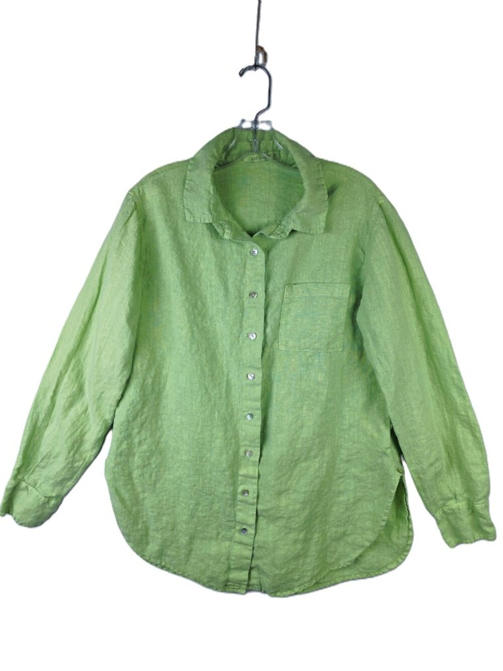 Cut Loose 100% Linen Shirt Button-Up Tunic Lettuce Green size M Relaxed Fit